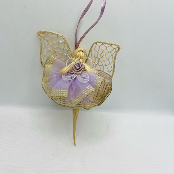 2 Handcrafted Cornshucks Corn Husk Doll/Angel Christmas Ornaments Holiday Decor - Picture 3 of 5